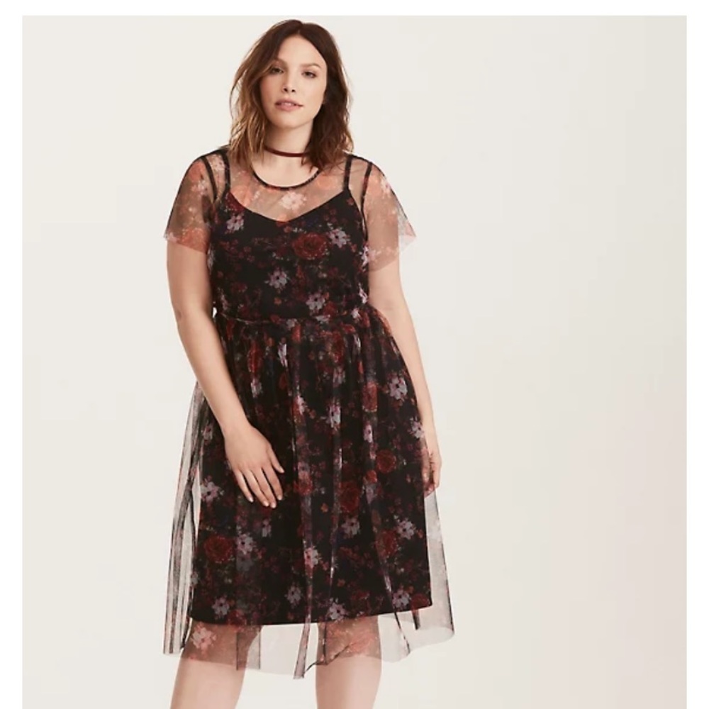 Multi-Color Floral Print Mesh Skater Dress size 2